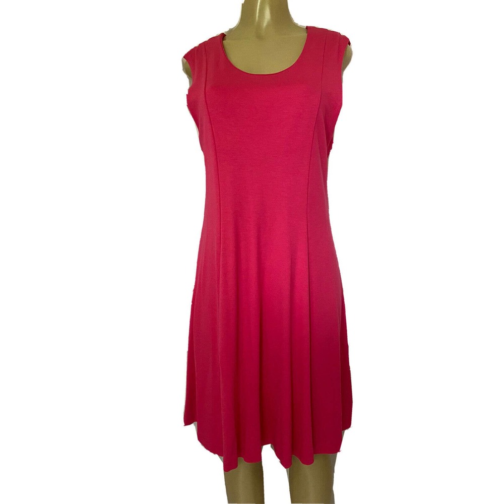 French Connection Dress Flare Pink Sleeveless Round Neck Back Zip 12 XL